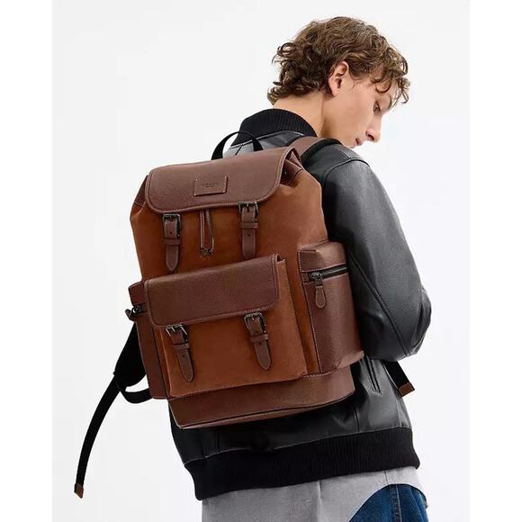 NWT Coach MEN's Sprint Backpack CCG12 suede 2025 Fall🔥🔥 Cognac/Sienna - Picture 10 of 12